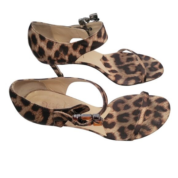 Leopard Print High Heel Sandals With Orange Gem Embellishments & Adjustable Ankl - Picture 7 of 7